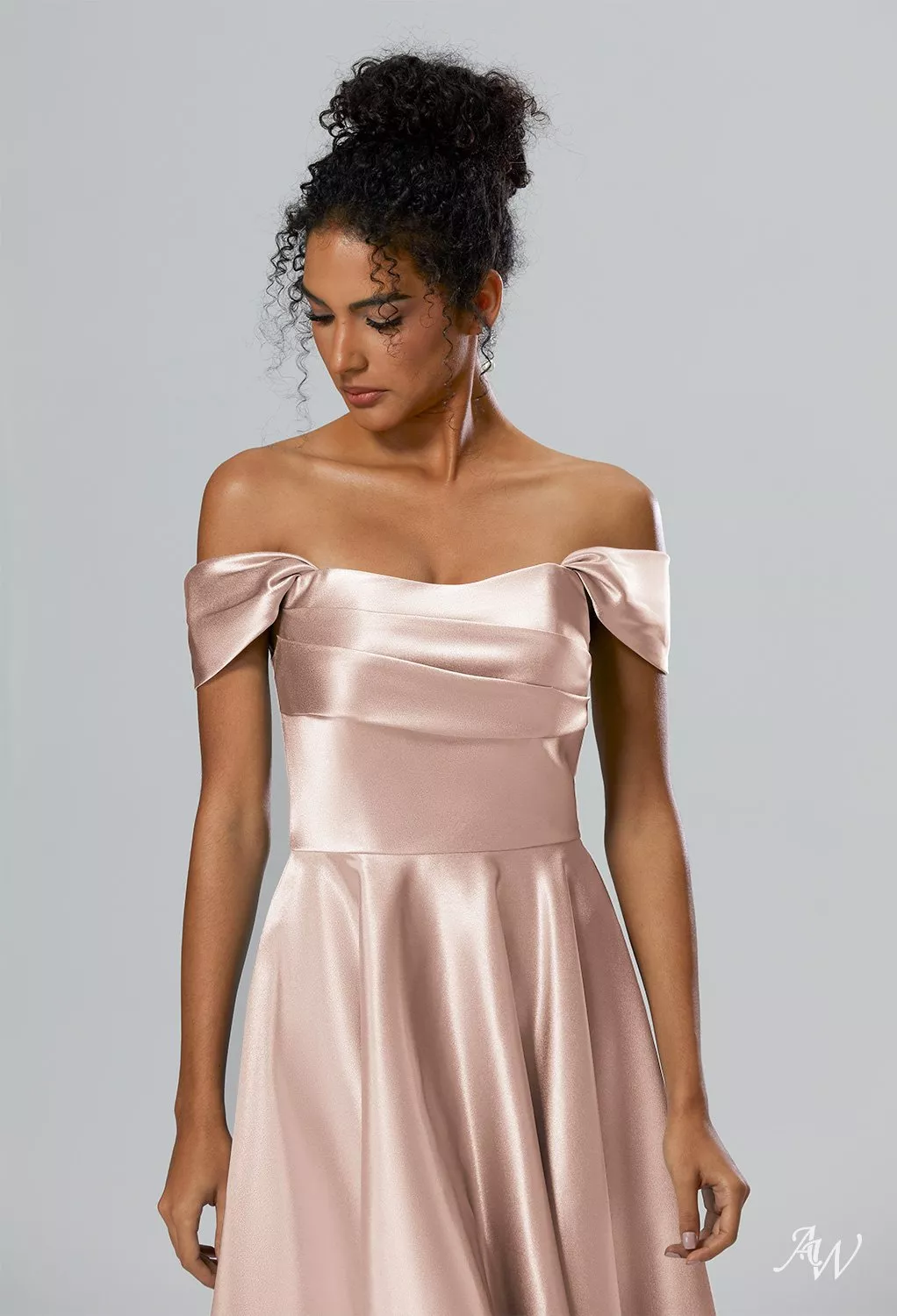 AW Yasmin Dress, Dark Navy Crystal Satin Satin Charmeuse Knee